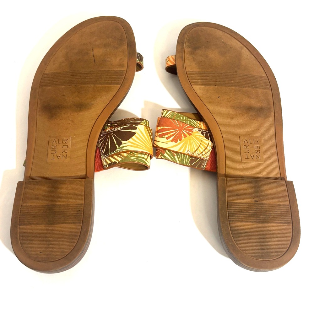 Naturalizer Women's Finola Leaf Orange Slip on flat sandal leather sz 10 - Picture 4 of 4